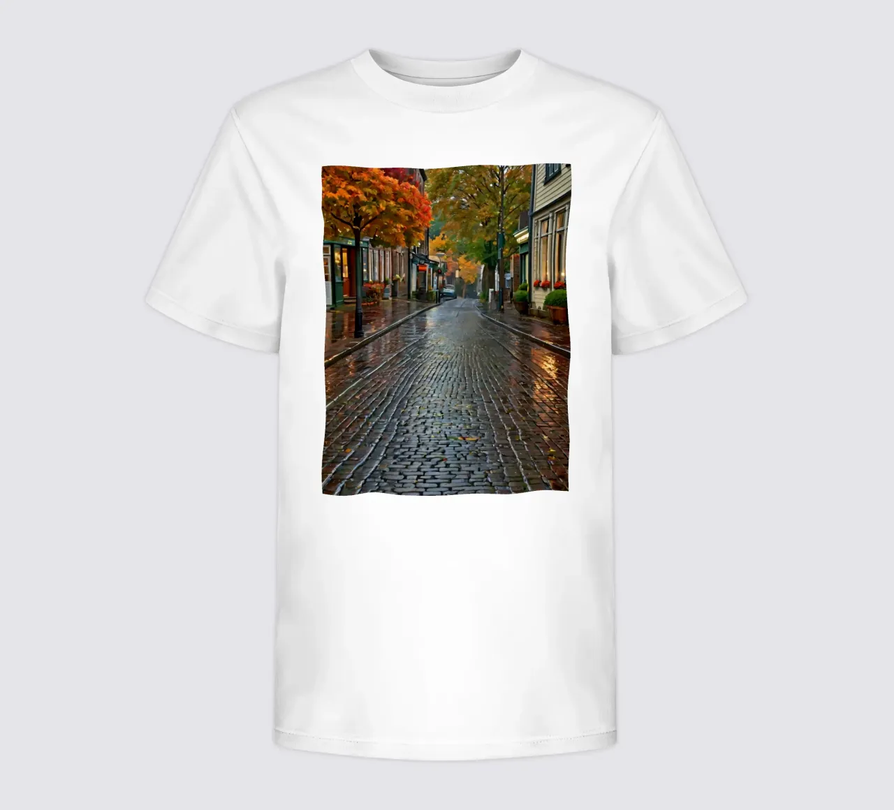 Incantevole strada acciottolata fiancheggiata da alberi t-shirt bambini da DesignDoodle