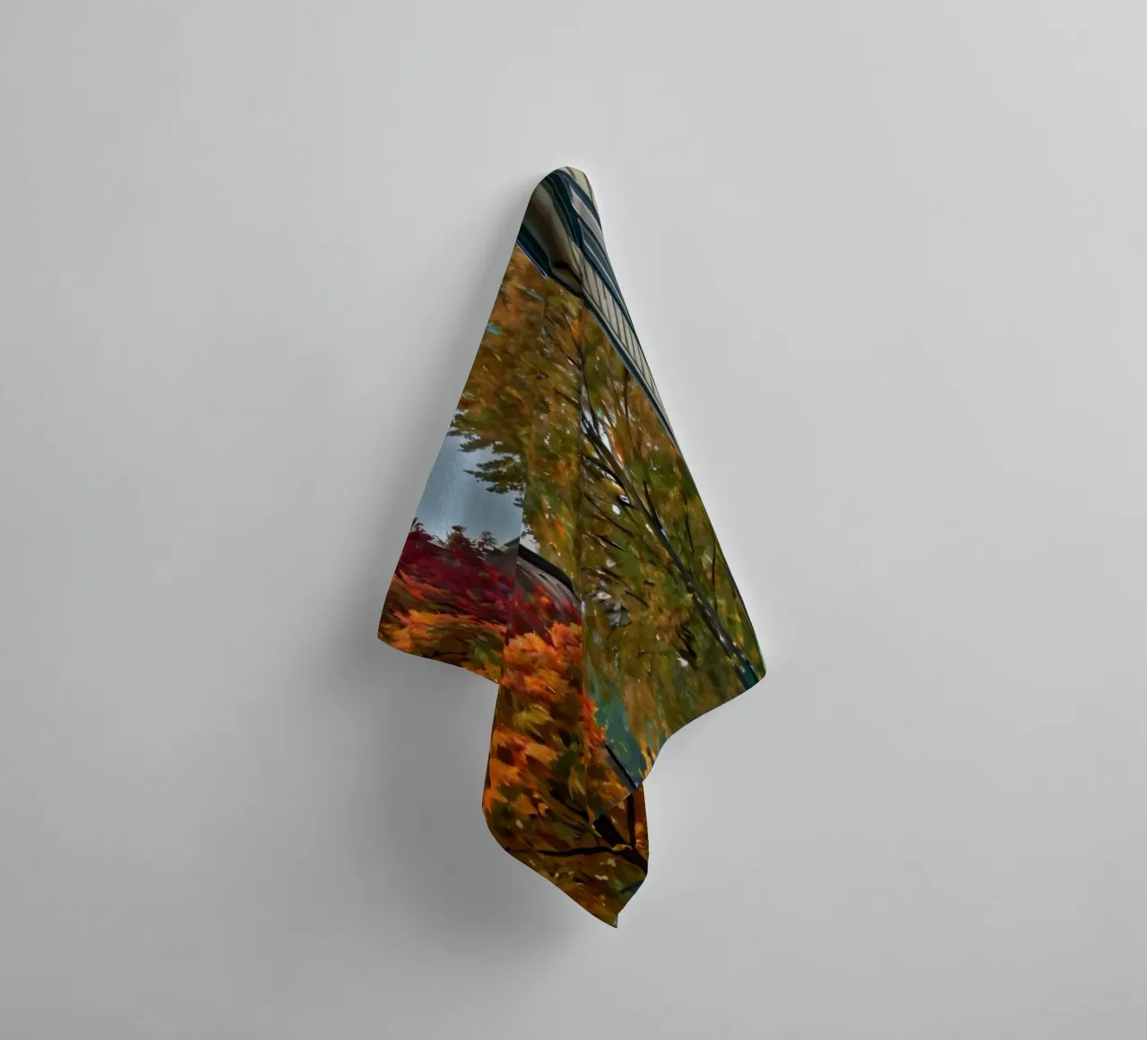 Charming cobblestone street lined with trees towel by DesignDoodle