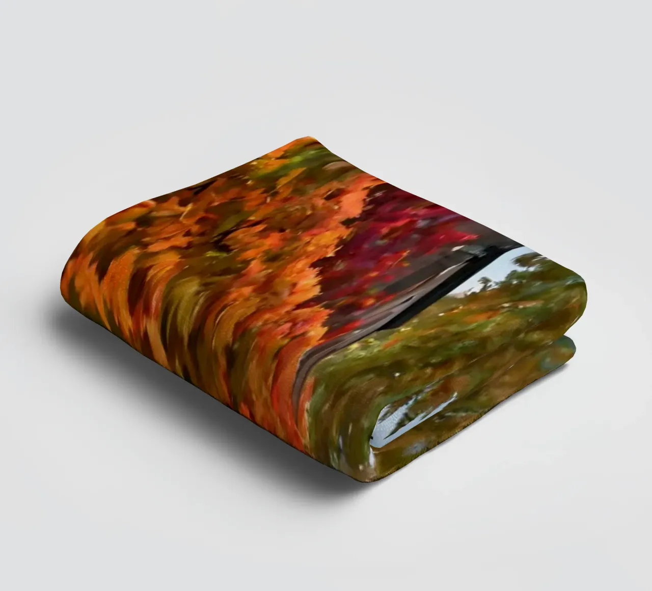 Charming cobblestone street lined with trees towel by DesignDoodle