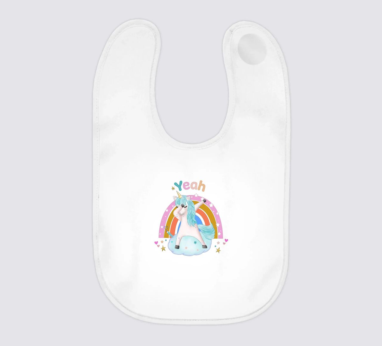 Simpatico unicorno. Con arcobaleno. bavaglino da CalliLetters