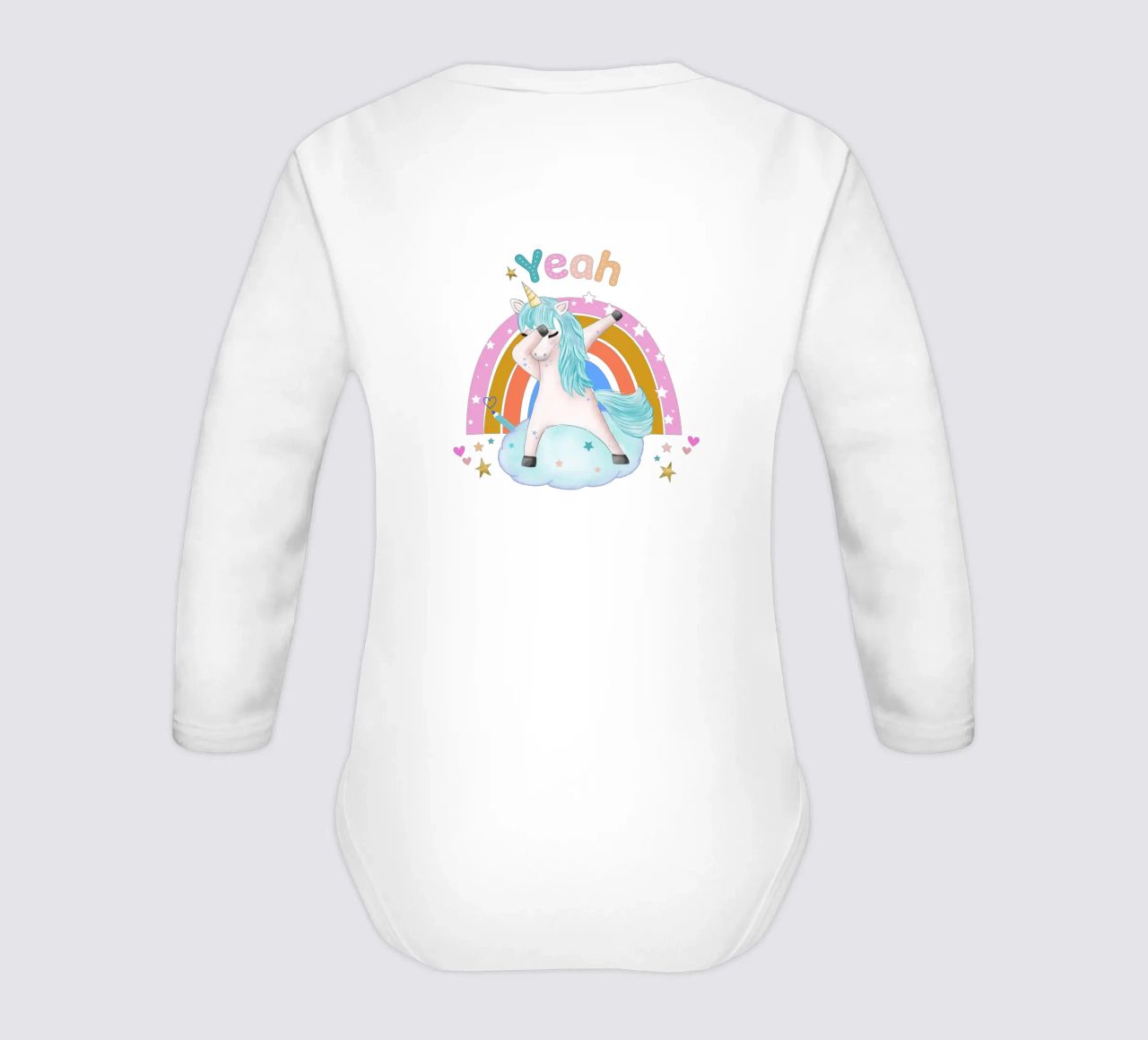 Mignonne licorne. Avec arc-en-ciel. body manches longues de CalliLetters