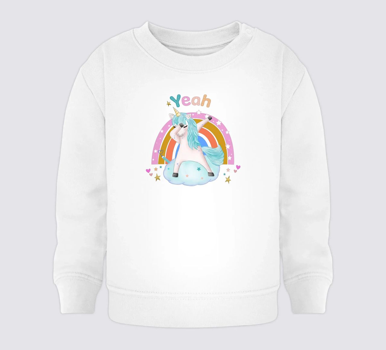 Simpatico unicorno. Con arcobaleno. felpa neonato da CalliLetters