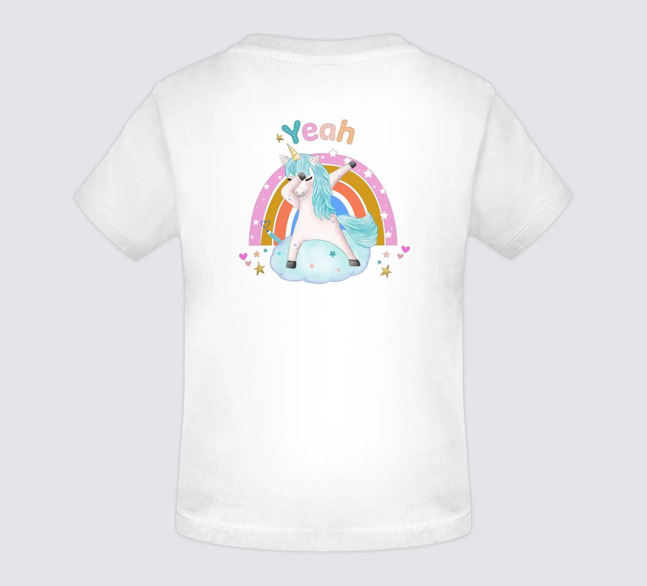 Simpatico unicorno. Con arcobaleno. maglietta neonato da CalliLetters