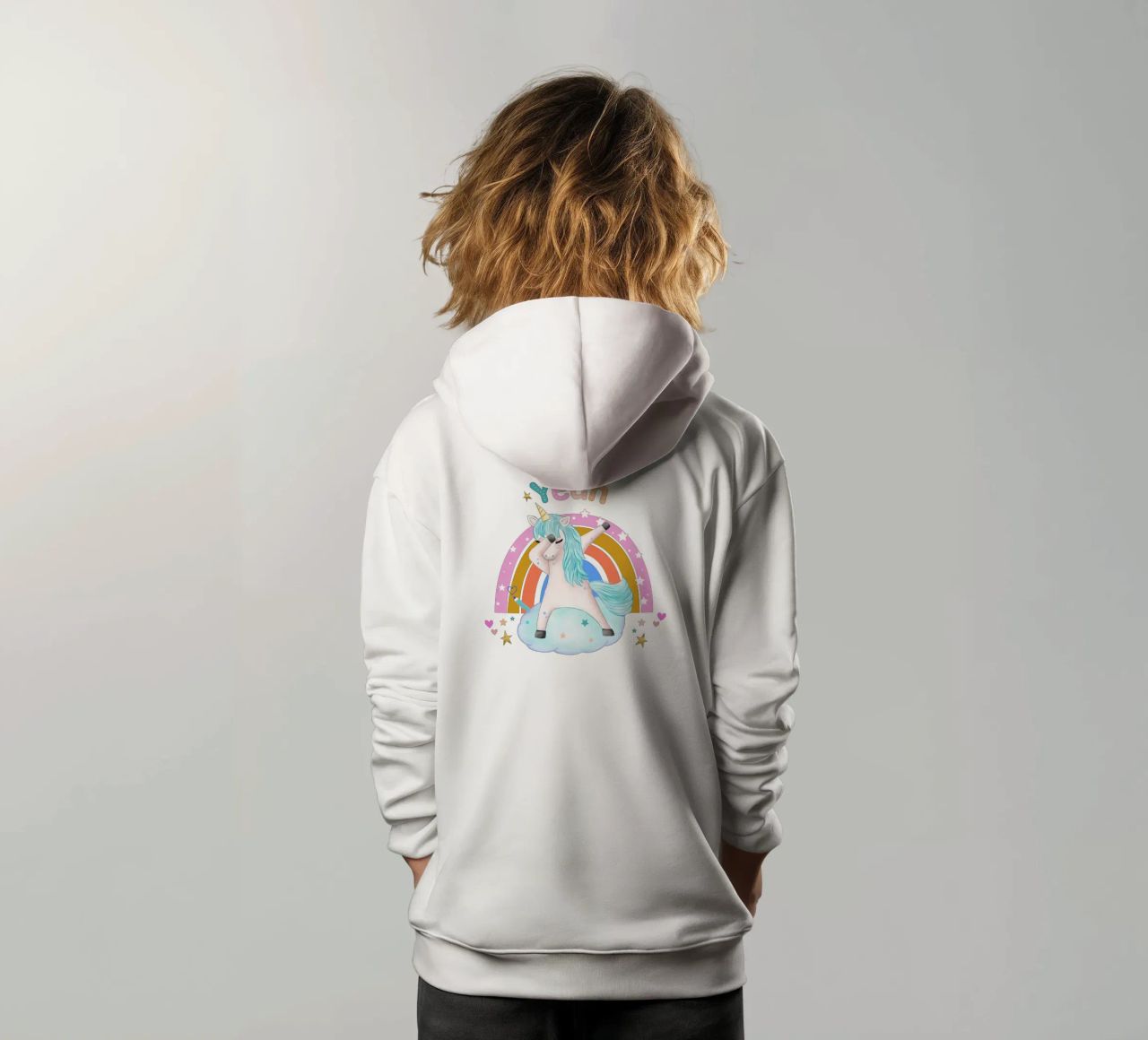 Simpatico unicorno. Con arcobaleno. felpa bambino con cappuccio da CalliLetters