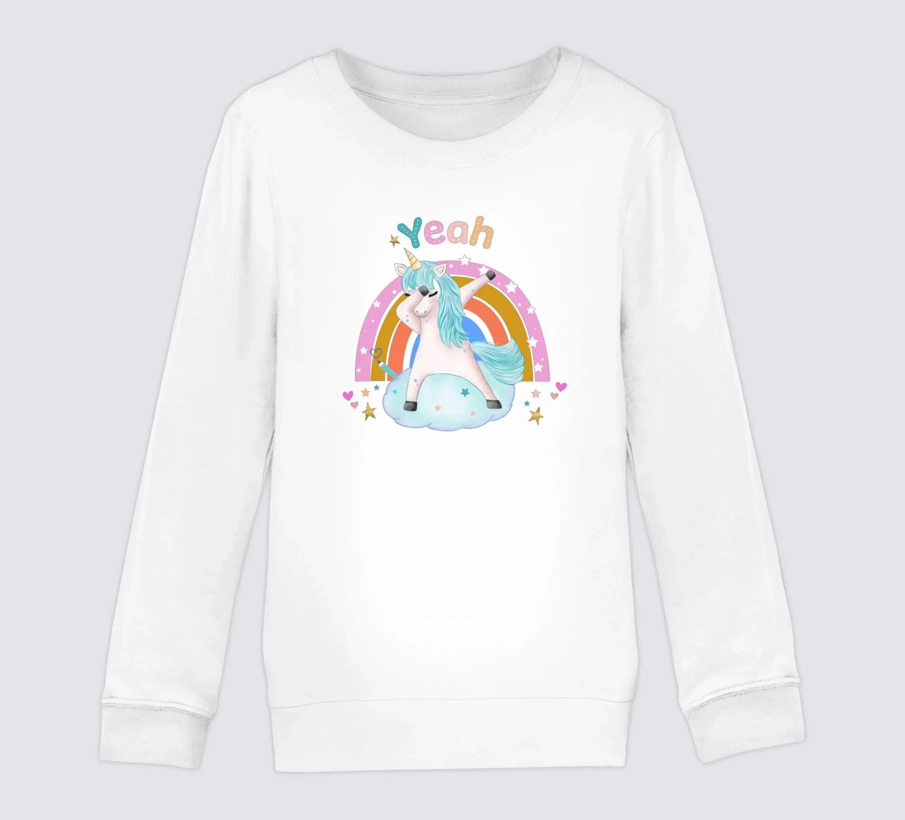 Simpatico unicorno. Con arcobaleno. felpa bambino da CalliLetters