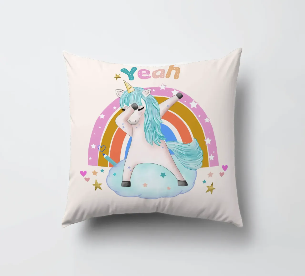 Simpatico unicorno. Con arcobaleno. cuscino da CalliLetters