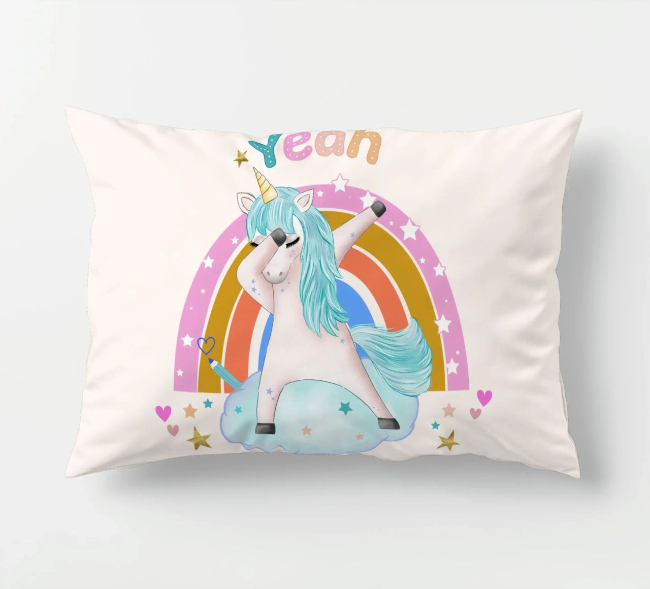 Simpatico unicorno. Con arcobaleno. cuscino da CalliLetters