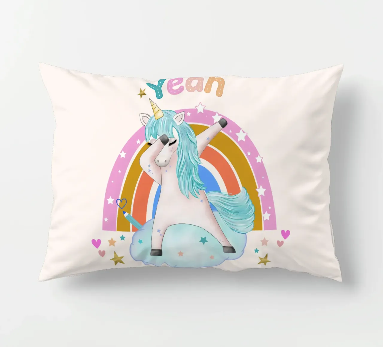 Simpatico unicorno. Con arcobaleno. cuscino da CalliLetters