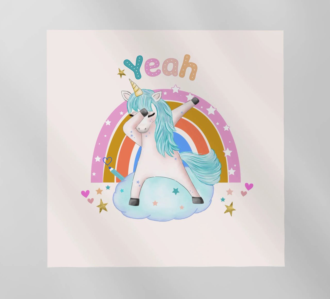 Simpatico unicorno. Con arcobaleno. pellicola backlit da CalliLetters