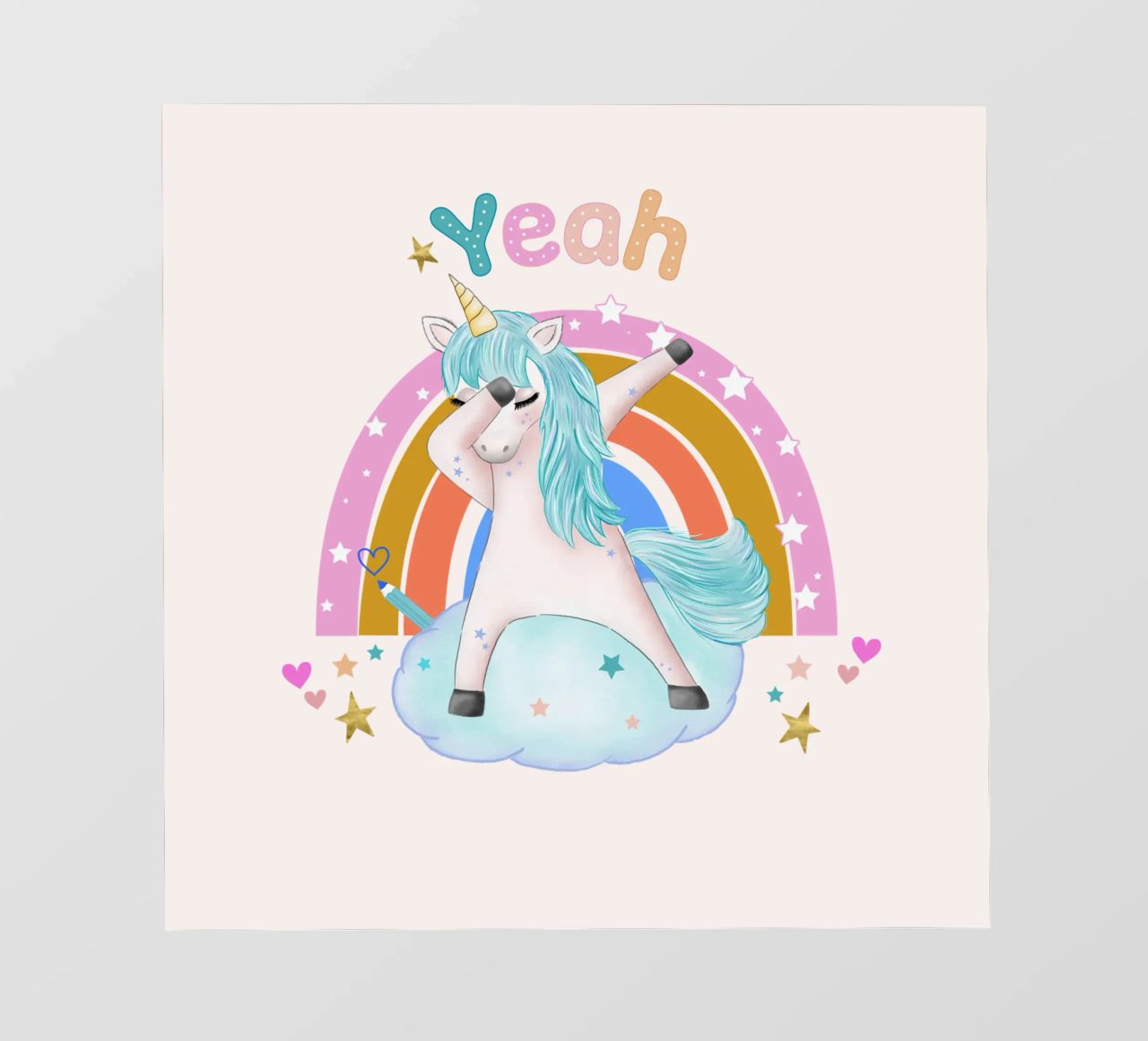 Simpatico unicorno. Con arcobaleno. pellicola backlit da CalliLetters