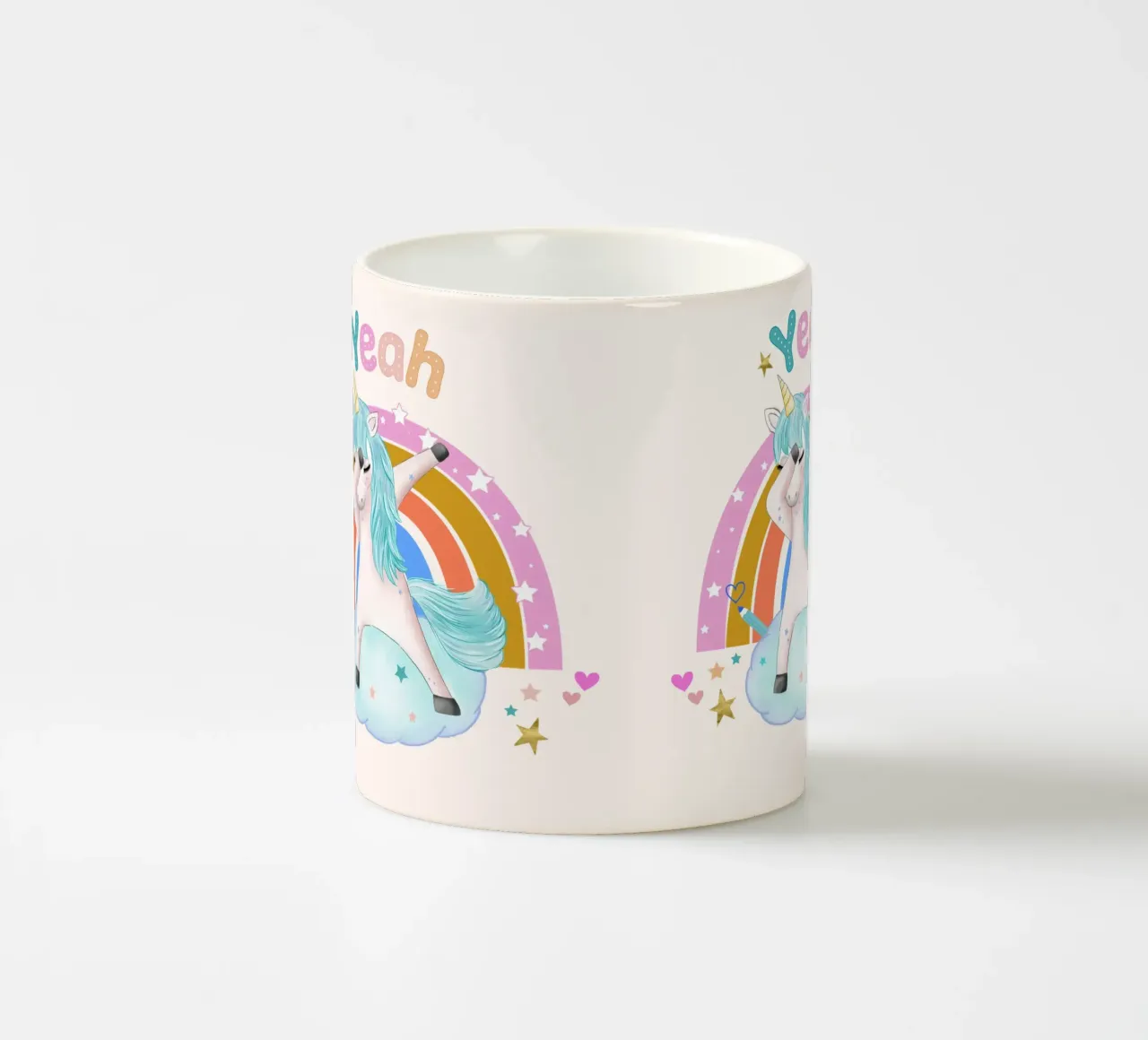 Cute unicorn. With rainbow. ceramic mug by CalliLetters