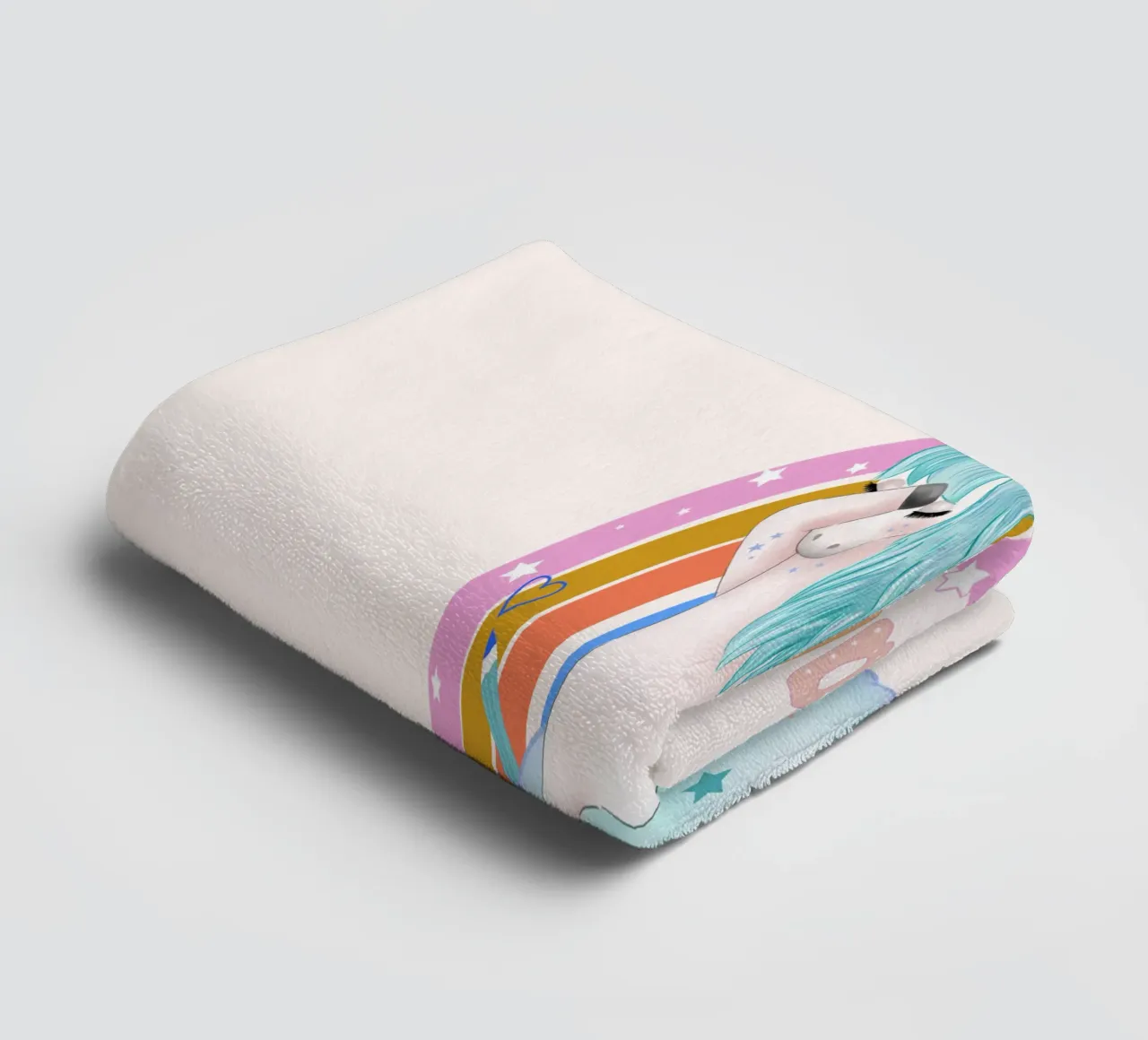 Cute unicorn. With rainbow. towel by CalliLetters