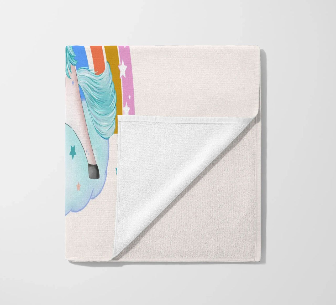 Simpatico unicorno. Con arcobaleno. telo mare da CalliLetters