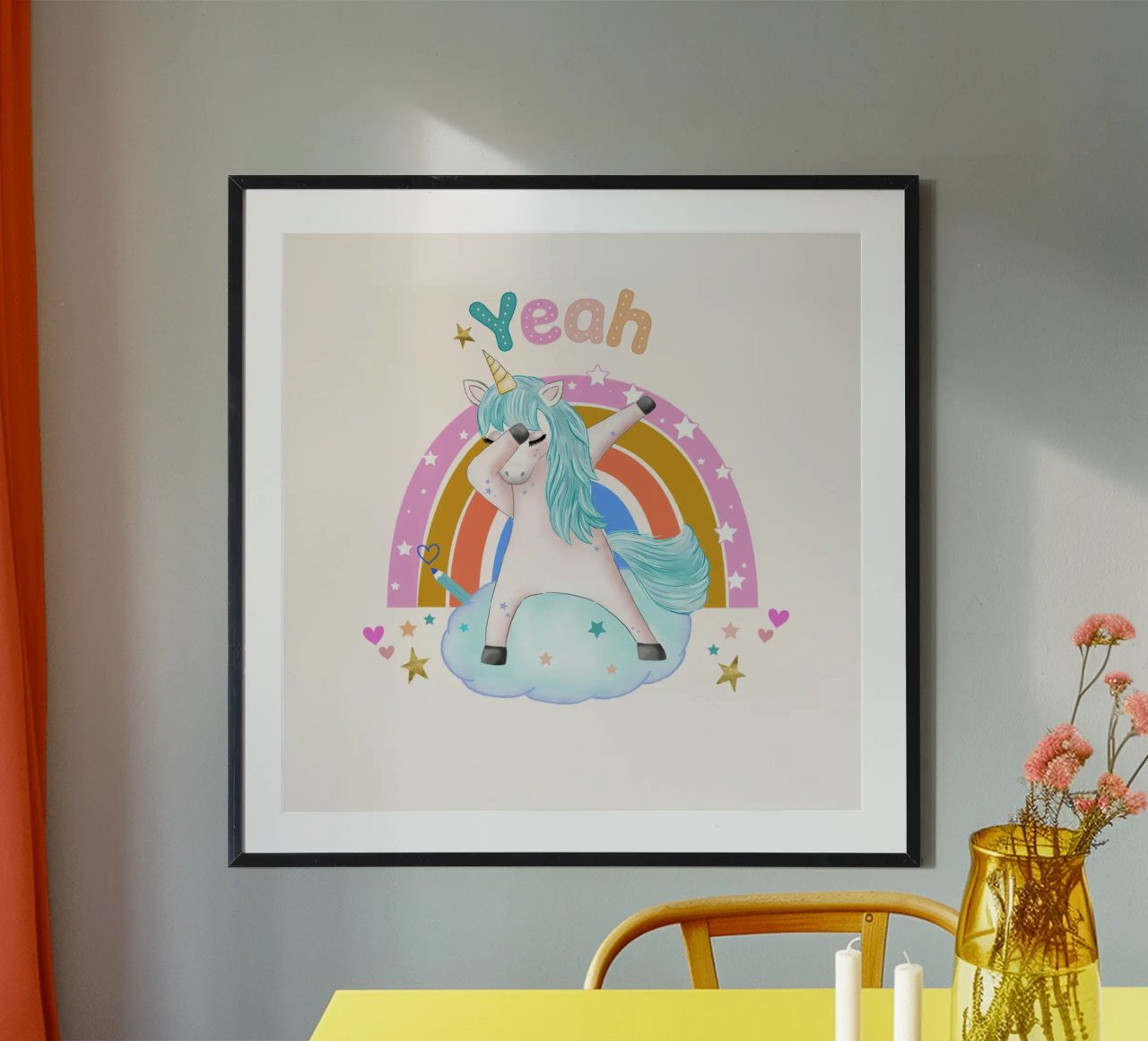 Simpatico unicorno. Con arcobaleno. carta hahnemühle da CalliLetters