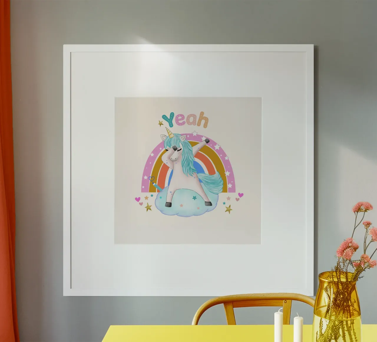 Simpatico unicorno. Con arcobaleno. poster da CalliLetters