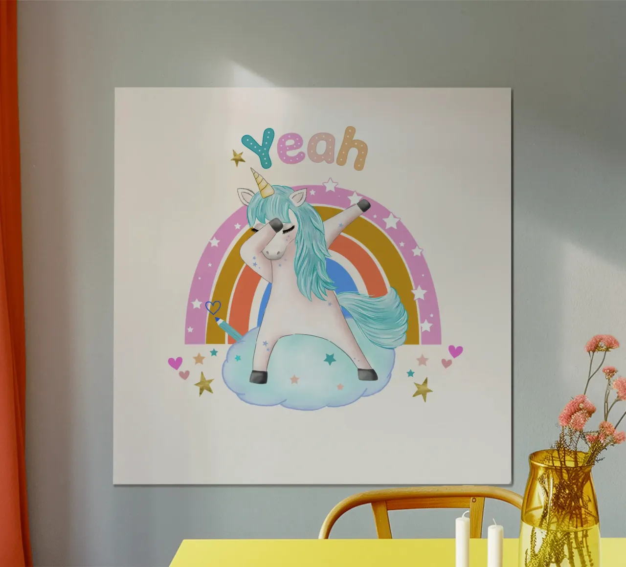 Simpatico unicorno. Con arcobaleno. poster da CalliLetters