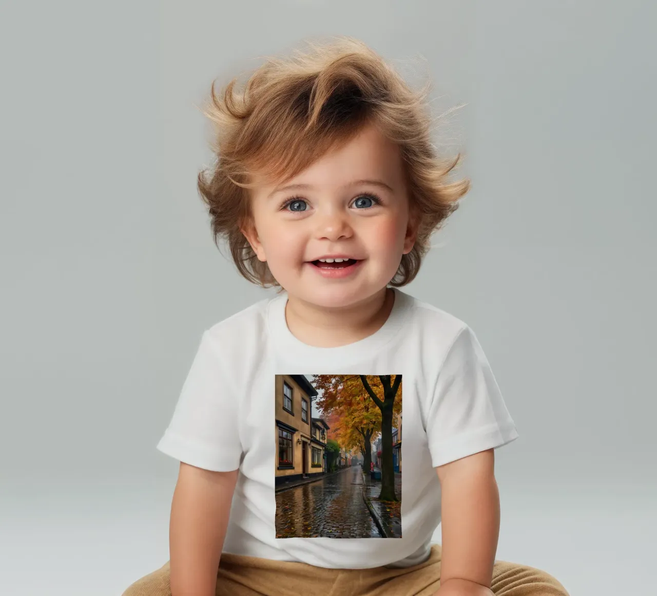 Tranquilla strada di ciottoli in autunno con foglie colorate maglietta neonato da DesignDoodle