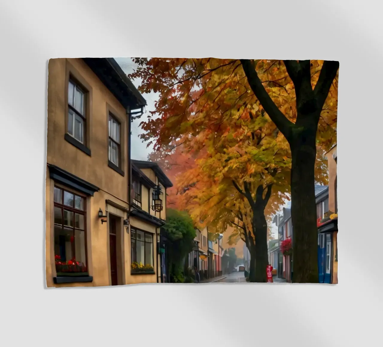 Tranquilla strada di ciottoli in autunno con foglie colorate telo mare da DesignDoodle