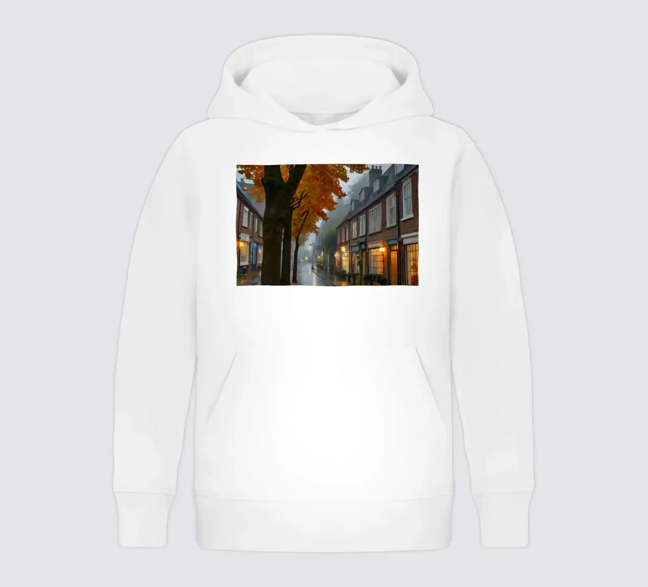 Una piovosa giornata autunnale in una pittoresca cittadina dalle strade acciottolate felpa bambino con cappuccio da DesignDoodle
