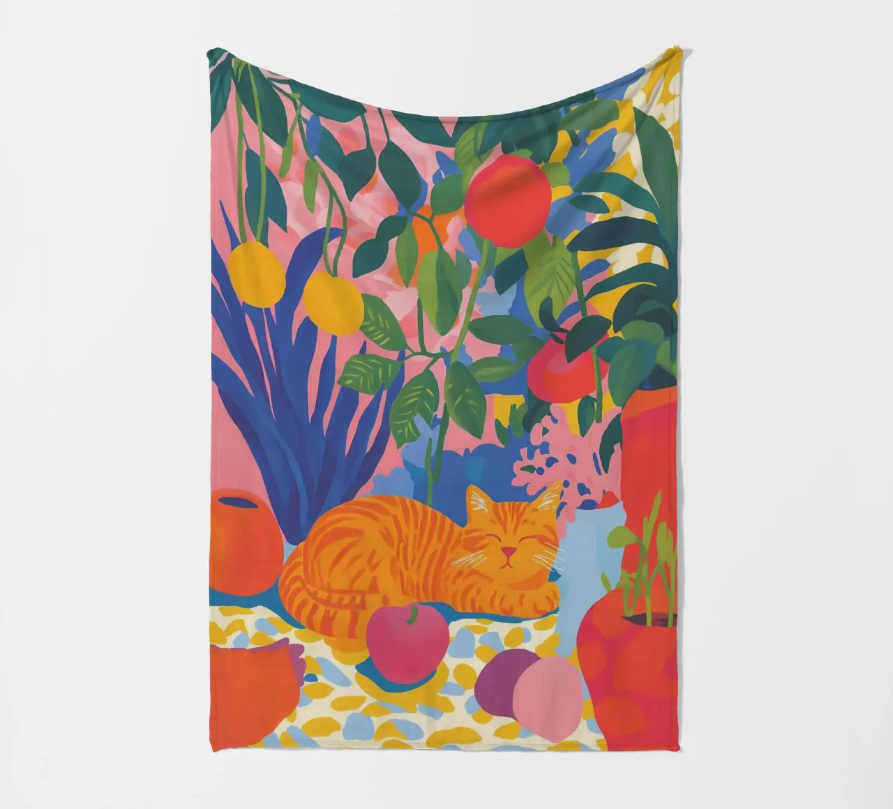 Blumige Katzen Ecke Fleecedecke von Carinaprint