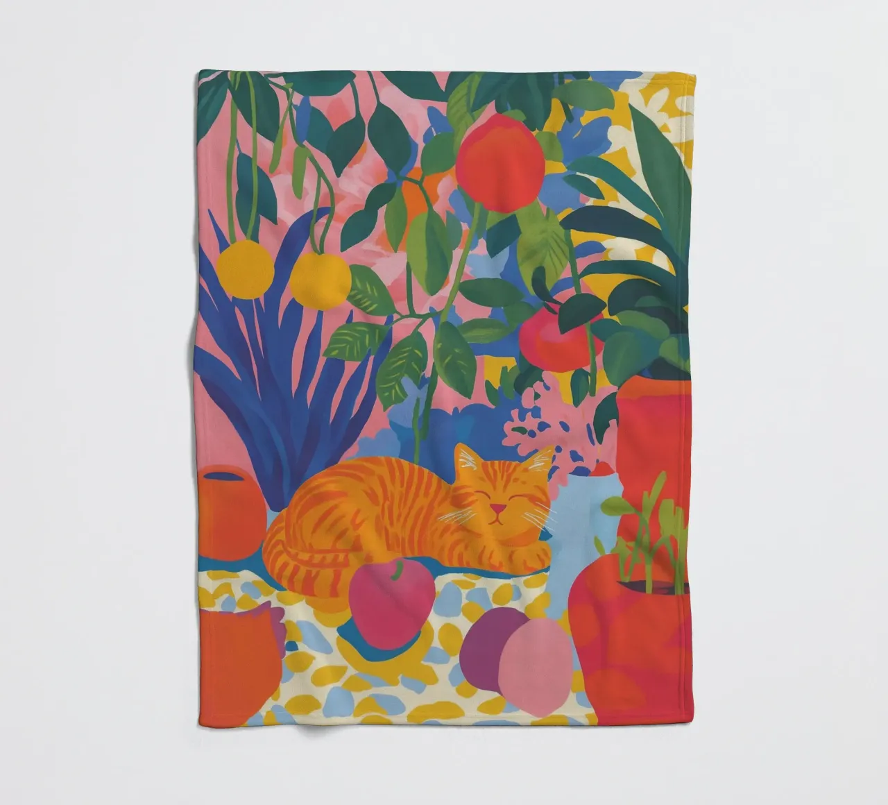 Blumige Katzen Ecke Fleecedecke von Carinaprint