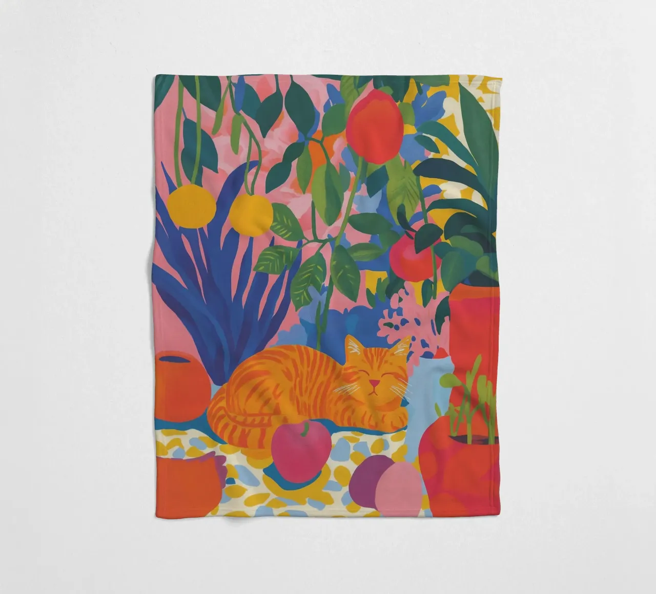 Blumige Katzen Ecke Fleecedecke von Carinaprint