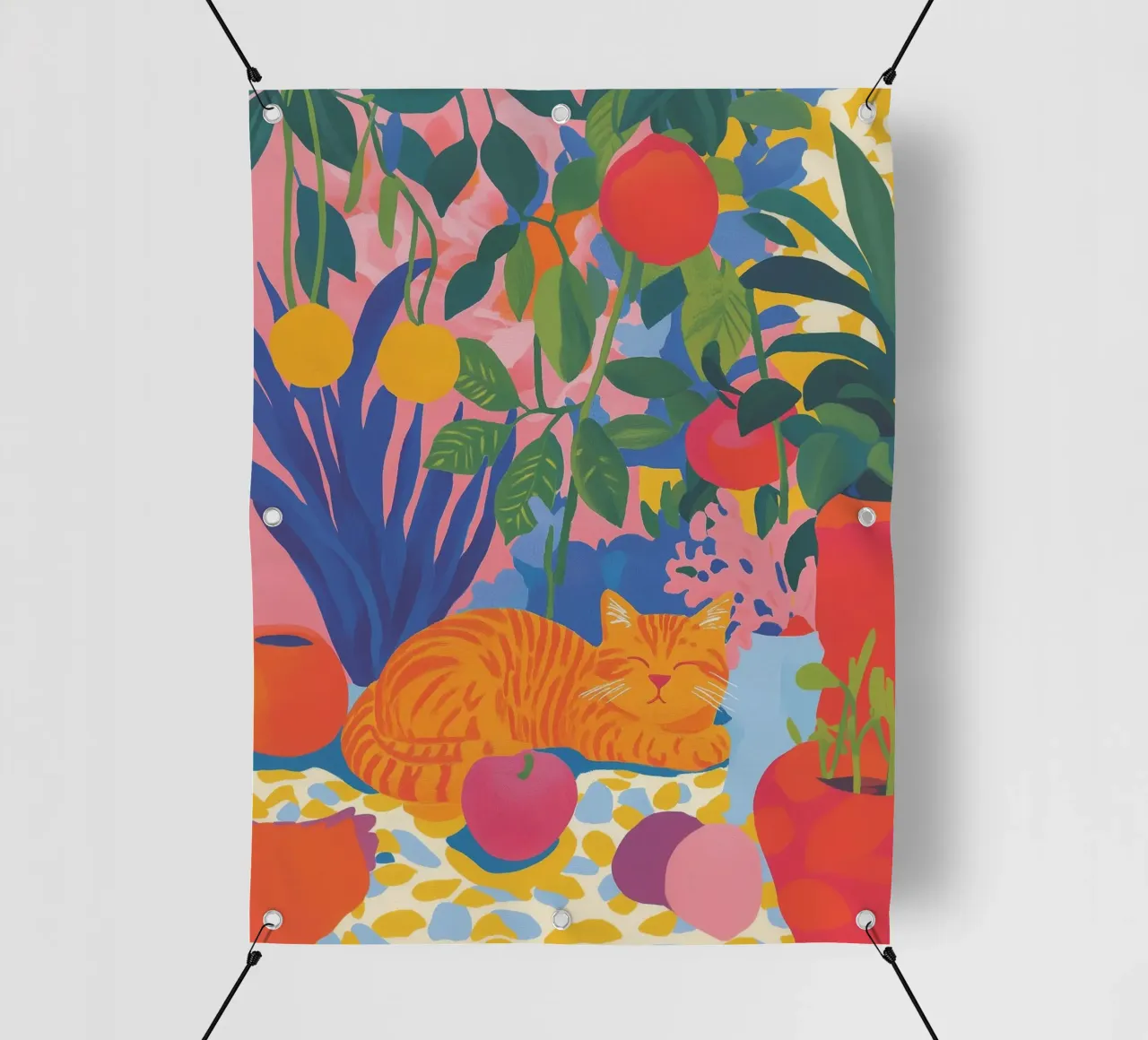 Blumige Katzen Ecke PVC Plane von Carinaprint