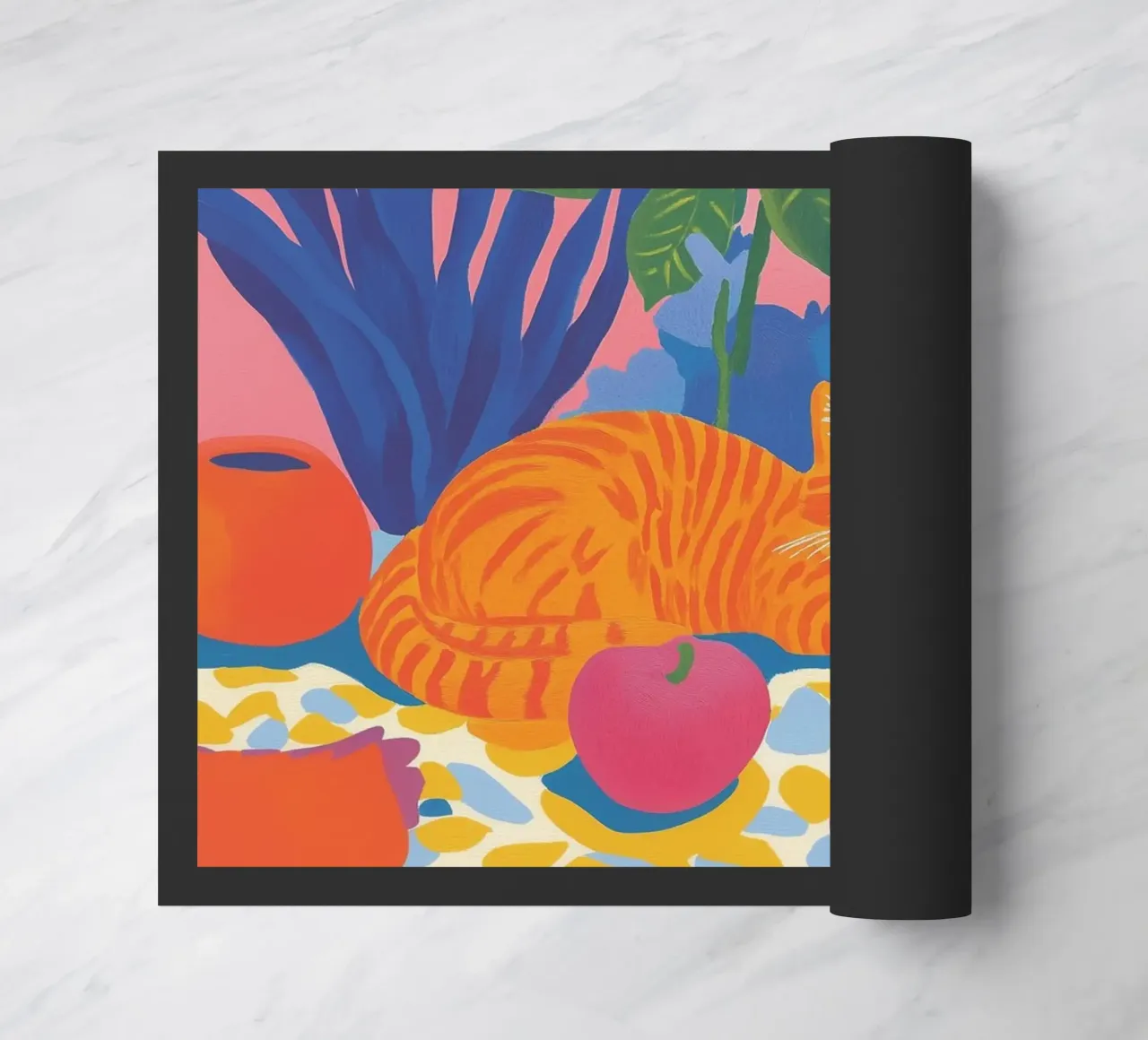 Flowery cat corner doormat by Carinaprint