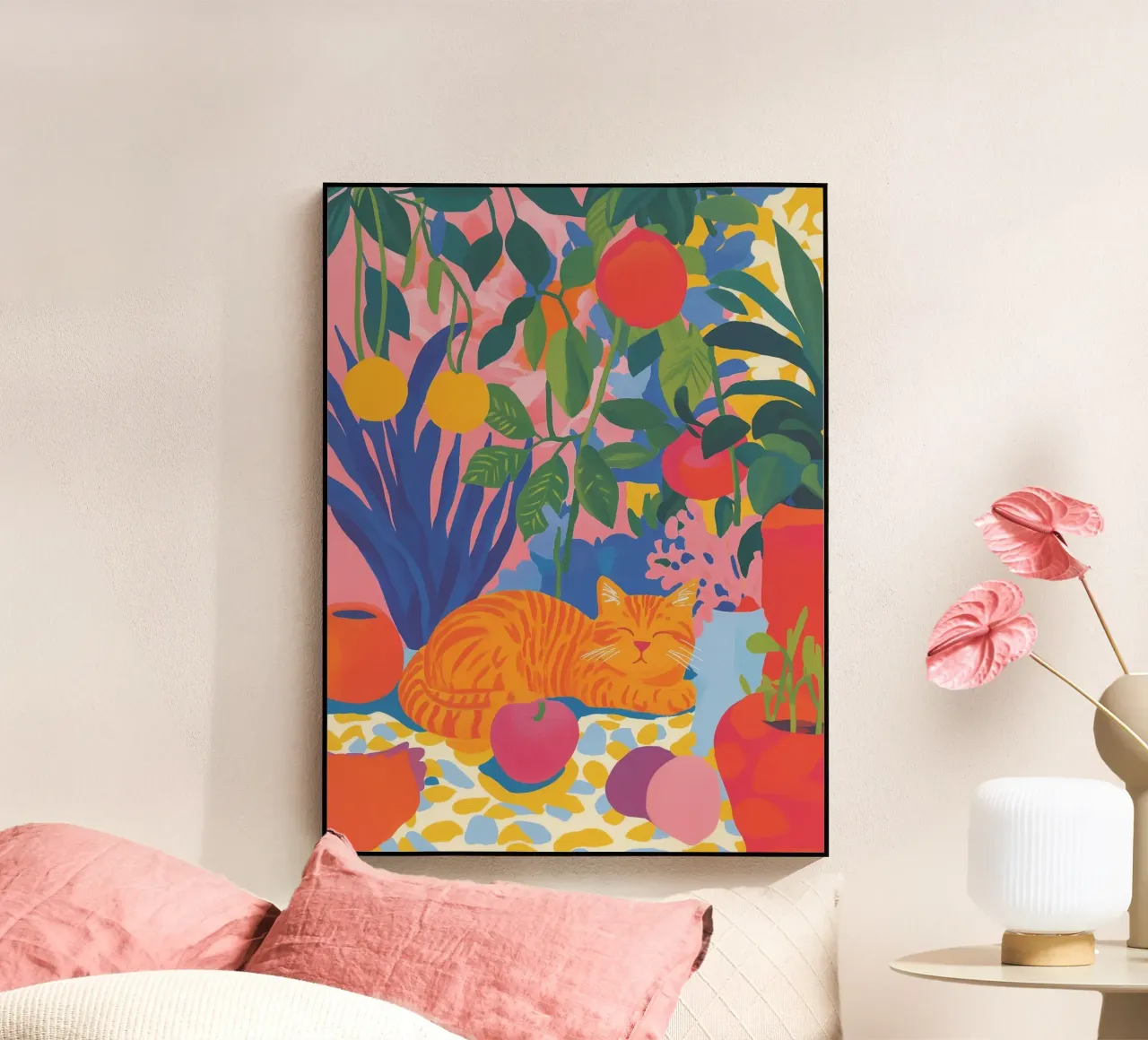 Blumige Katzen Ecke Acryl-Glas von Carinaprint