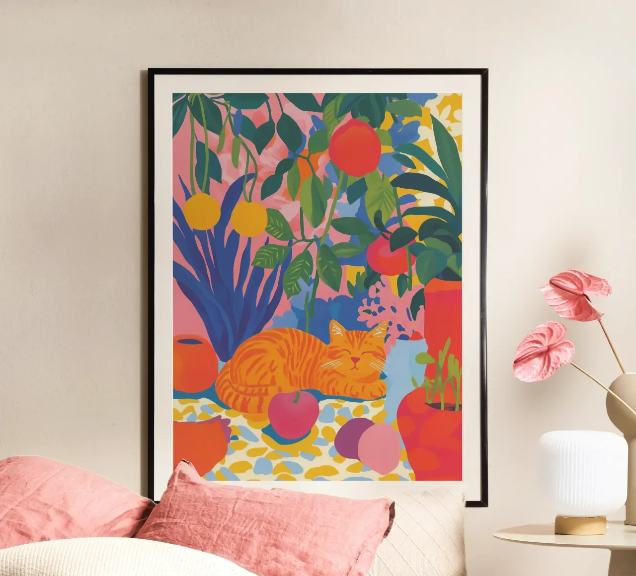 Blumige Katzen Ecke Hahnemühle von Carinaprint