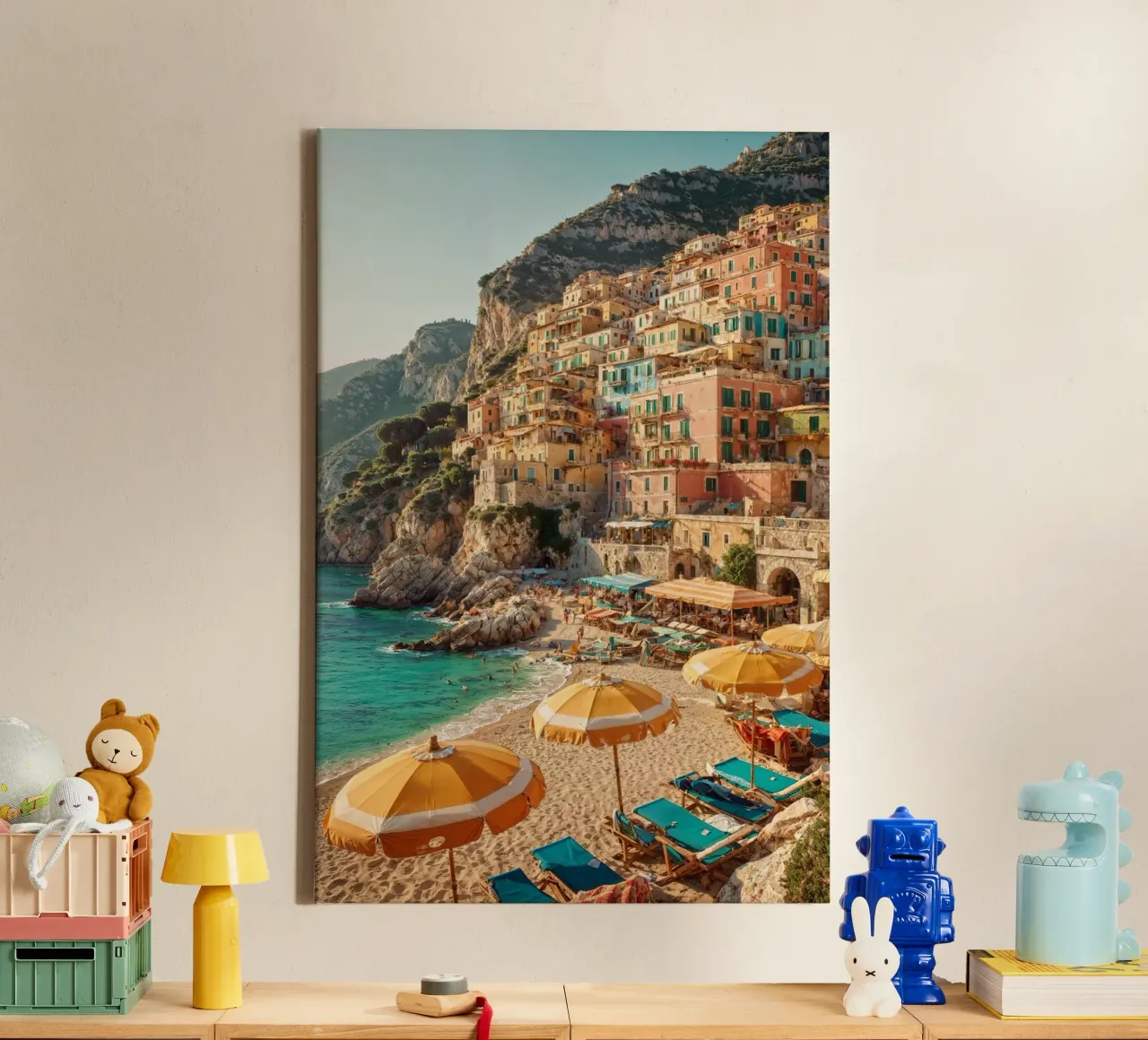 Amalfi Dreams & Sunbeams canvas with Floater frame by BLICKPUNKT