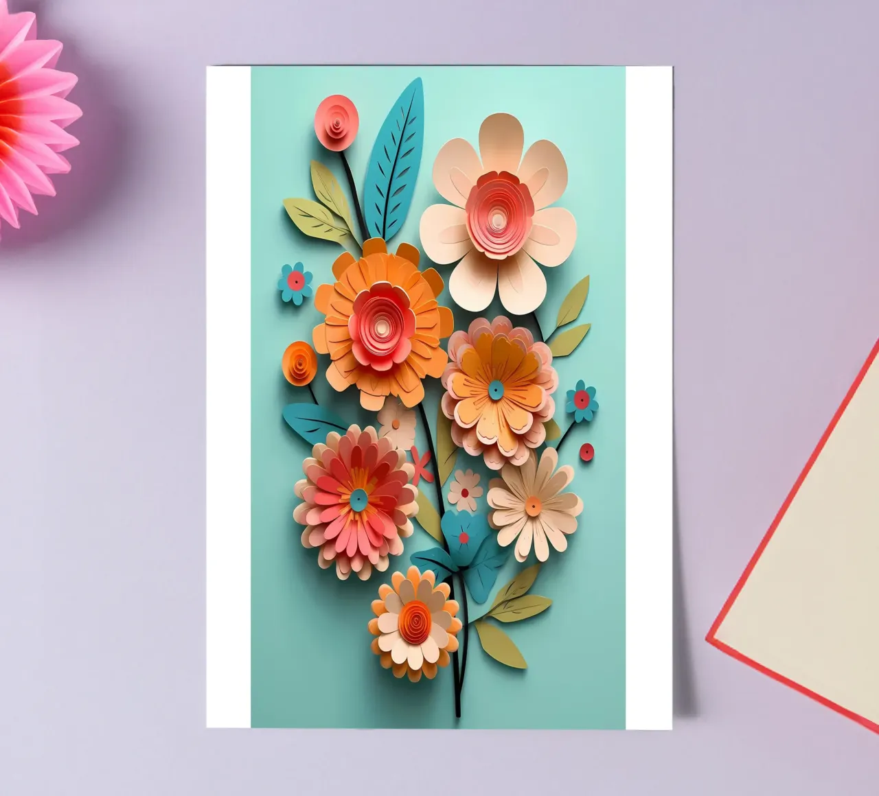 Fiori di carta retrò foglio adesivo da diedrich