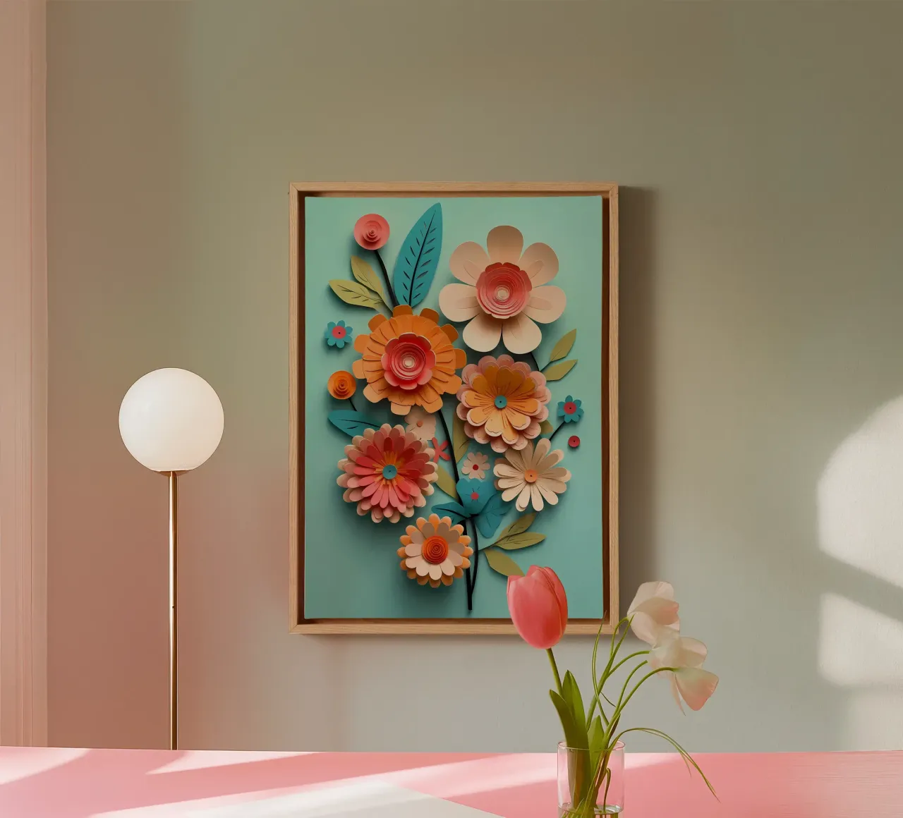 Fiori di carta retrò tela con Cornice a cassetta da diedrich