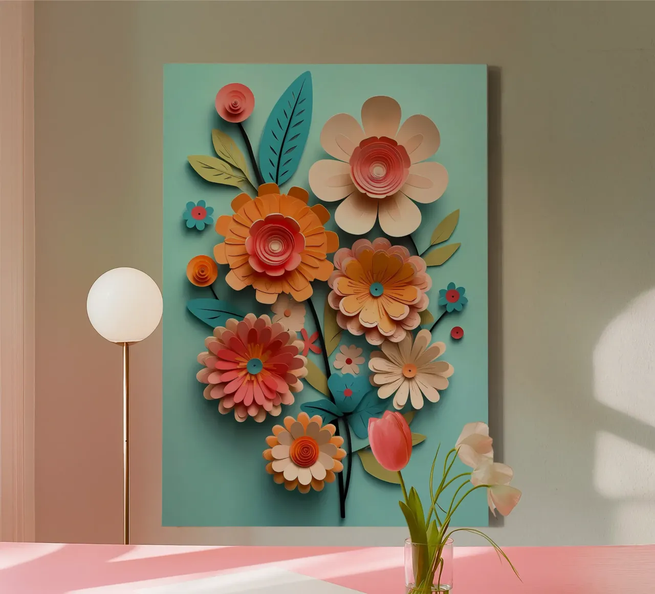 Fiori di carta retrò tela con Cornice a cassetta da diedrich