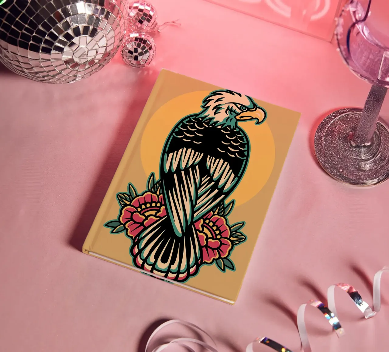 Aigle et roses rétro carnet de notes de diedrich