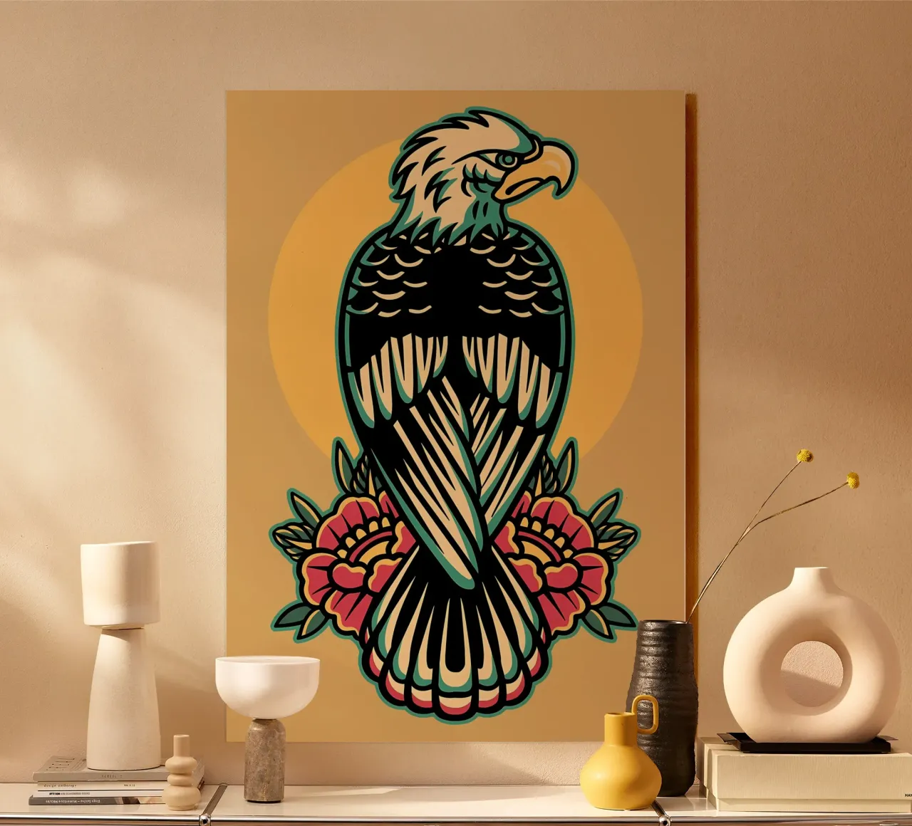 Aquila e rose retrò alluminio dibond da diedrich