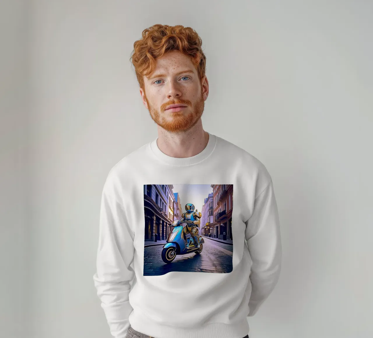 ROBOT EN SCOOTER BLEU. VIOLET felpa da Thierry vobmann photography