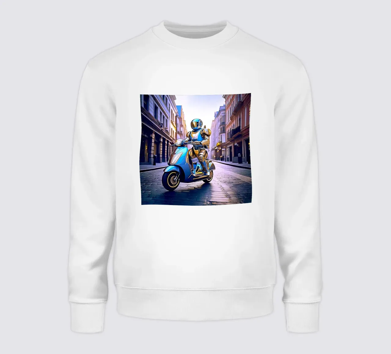 ROBOT EN SCOOTER BLEU. VIOLET felpa da Thierry vobmann photography