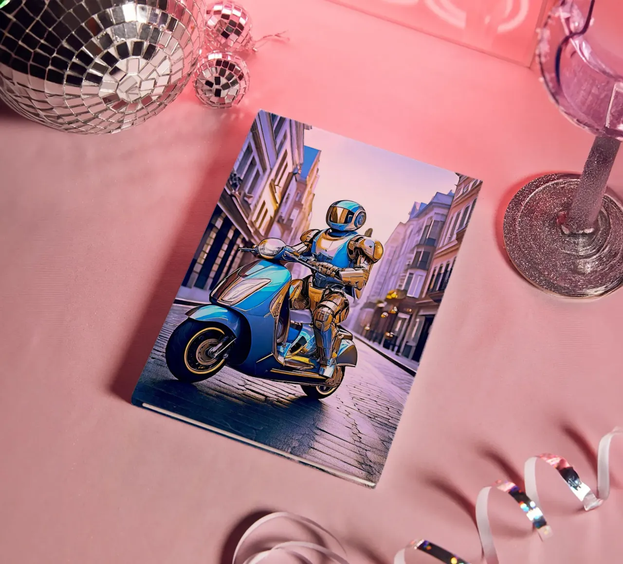 ROBOT EN SCOOTER BLEU. VIOLET notebook by Thierry vobmann photography