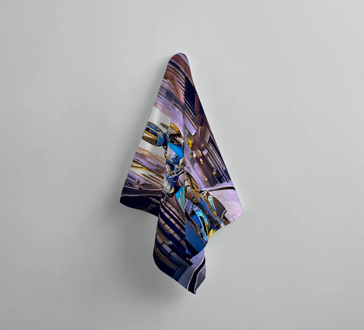 ROBOT EN SCOOTER BLEU. VIOLET asciugamano da bagno da Thierry vobmann photography