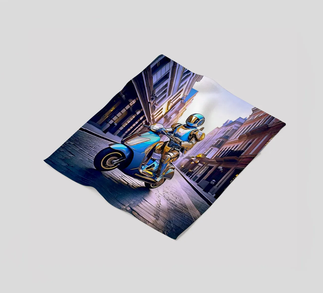 ROBOT EN SCOOTER BLEU. VIOLET coperta in pile da Thierry vobmann photography