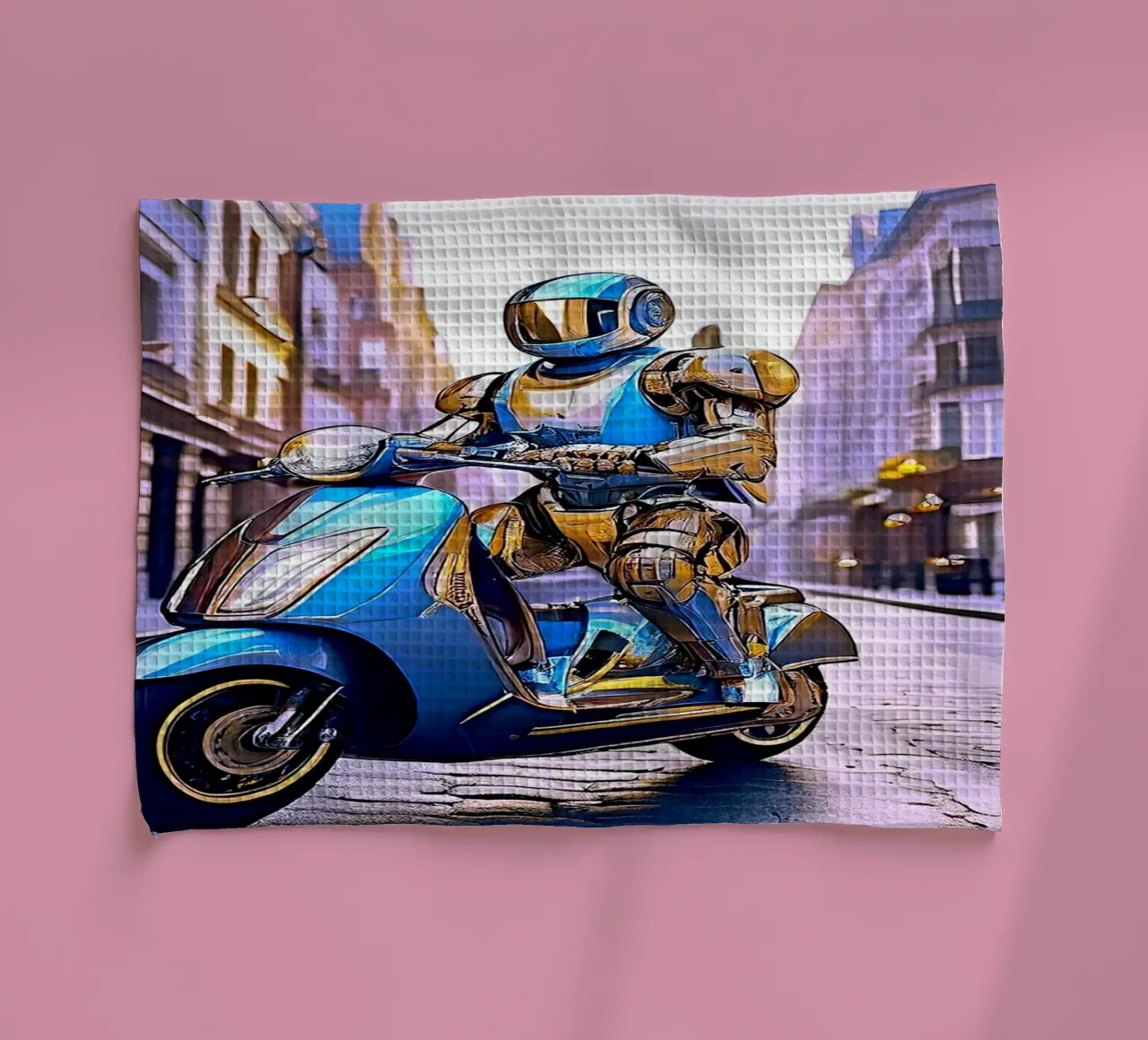 ROBOT EN SCOOTER BLEU. VIOLET canovaccio da cucina da Thierry vobmann photography