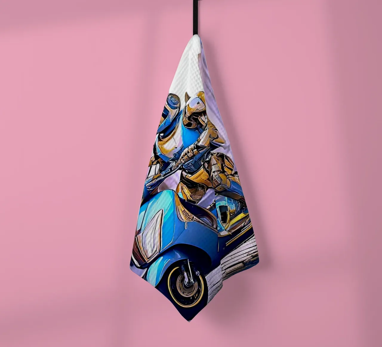 ROBOT EN SCOOTER BLEU. VIOLET canovaccio da cucina da Thierry vobmann photography