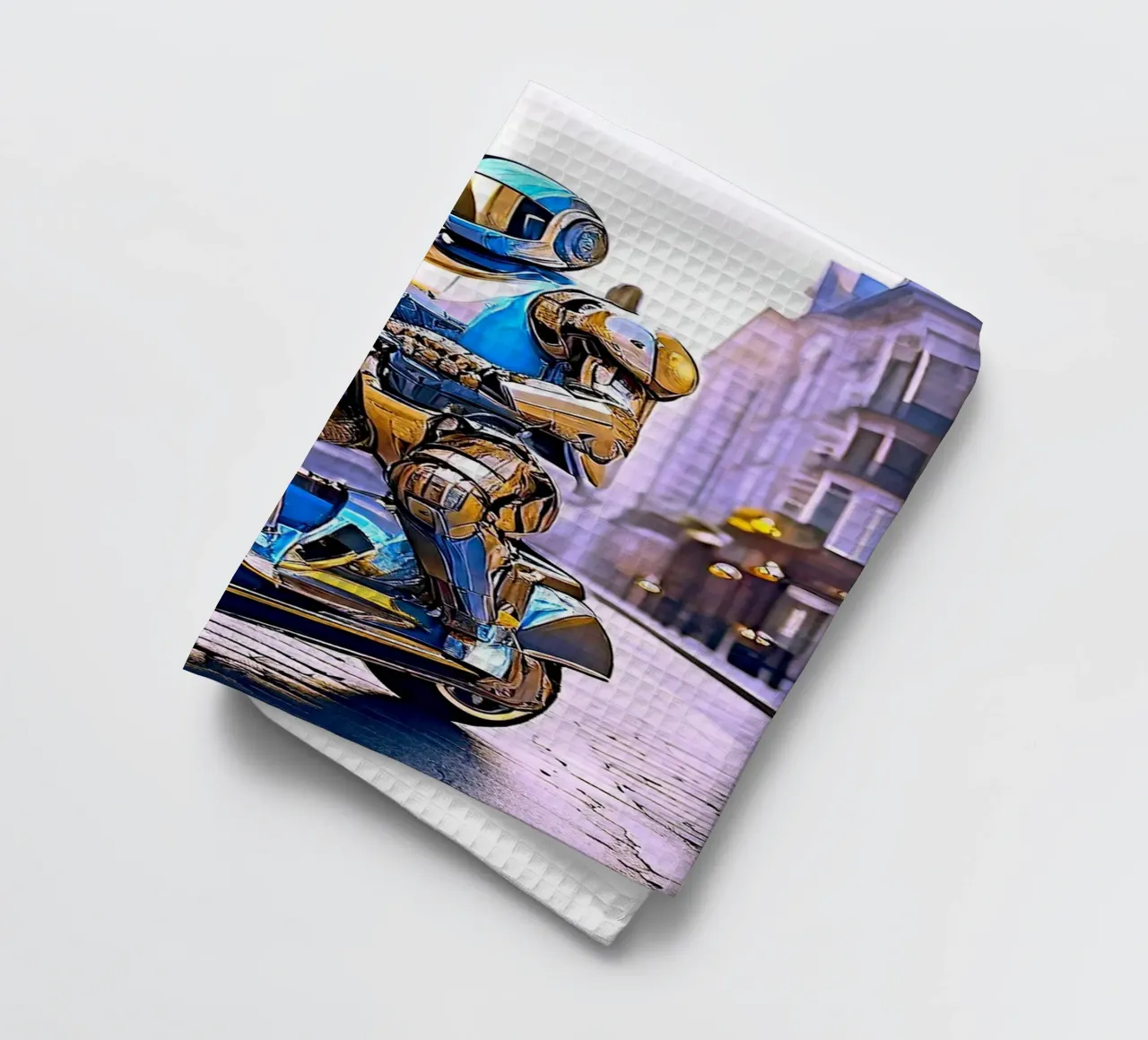 ROBOT EN SCOOTER BLEU. VIOLET canovaccio da cucina da Thierry vobmann photography