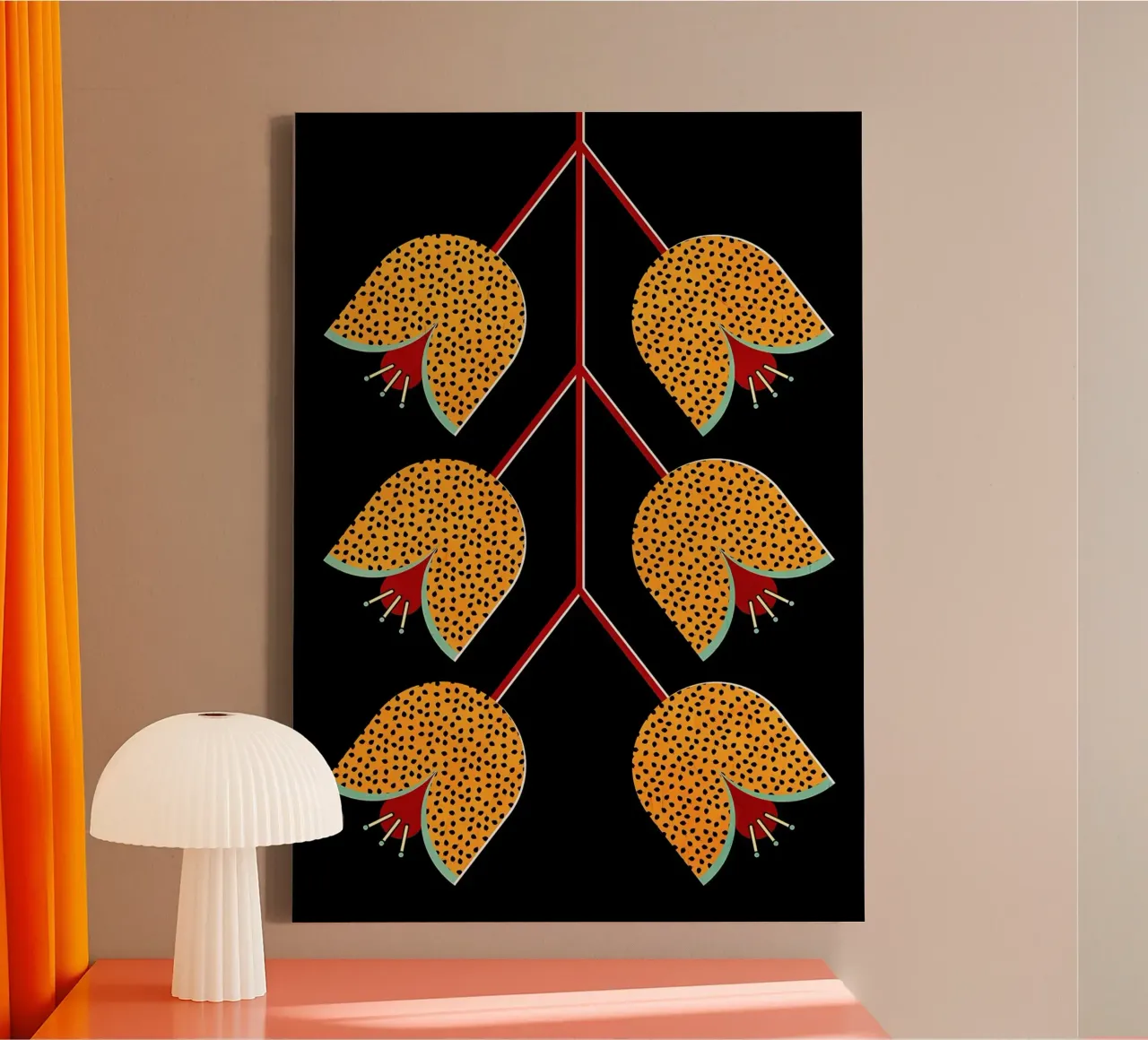 Abstraktes florales Muster Leinwand mit Schattenfugenrahmen von diedrich