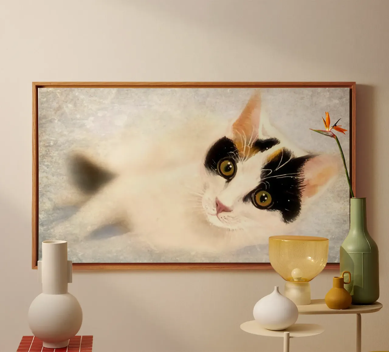 Lola das griechische Kätzchen Leinwand mit Schattenfugenrahmen von Happy 😃 Art 🎨 by Christine Schnoell