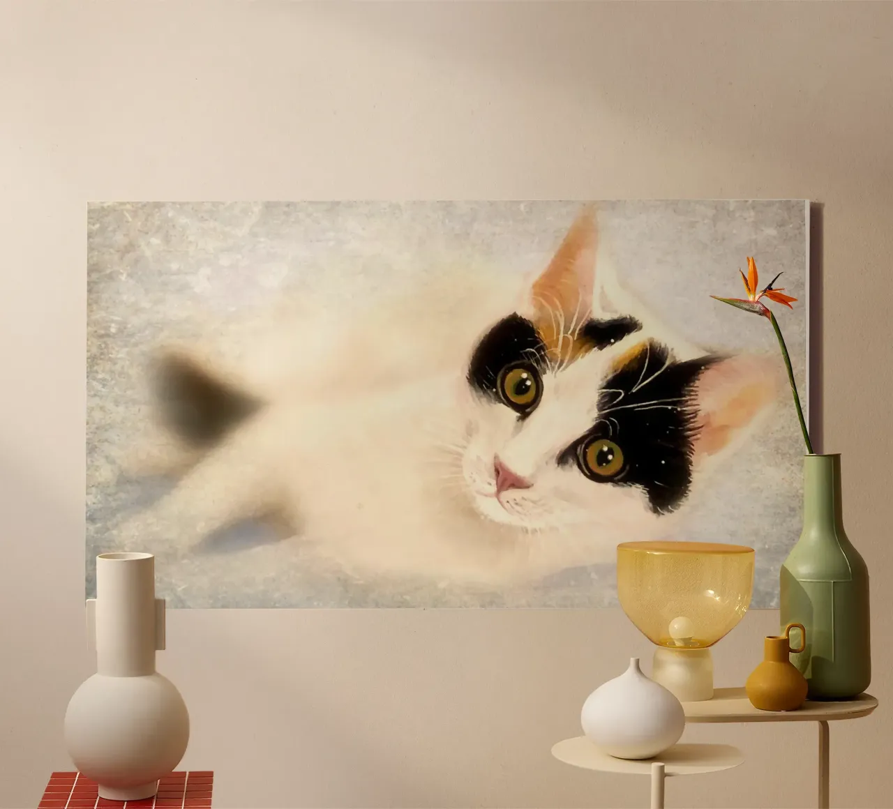 Lola das griechische Kätzchen Leinwand mit Schattenfugenrahmen von Happy 😃 Art 🎨 by Christine Schnoell