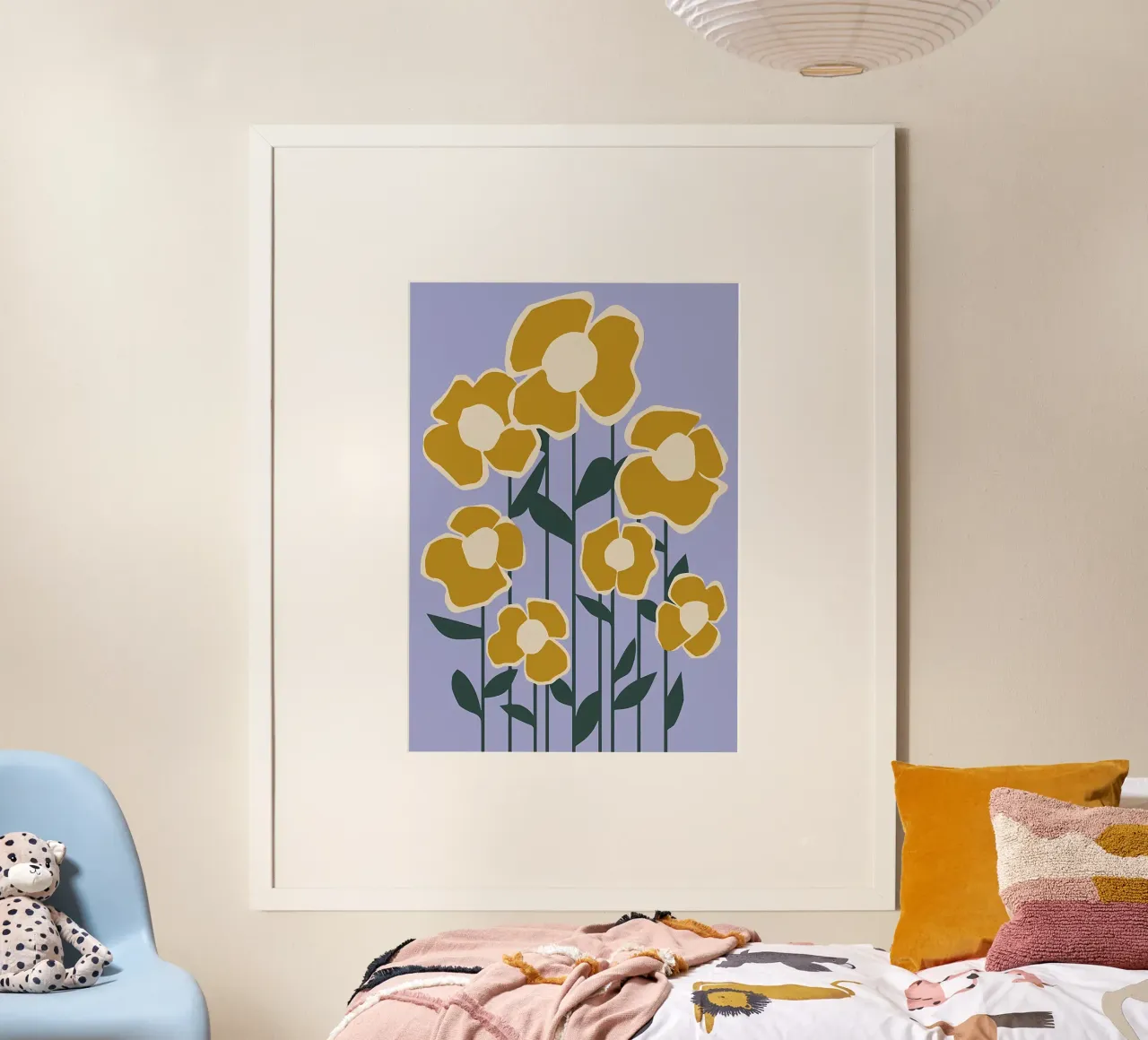 Goudgele wilde bloemen op sering hahnemühle van diedrich