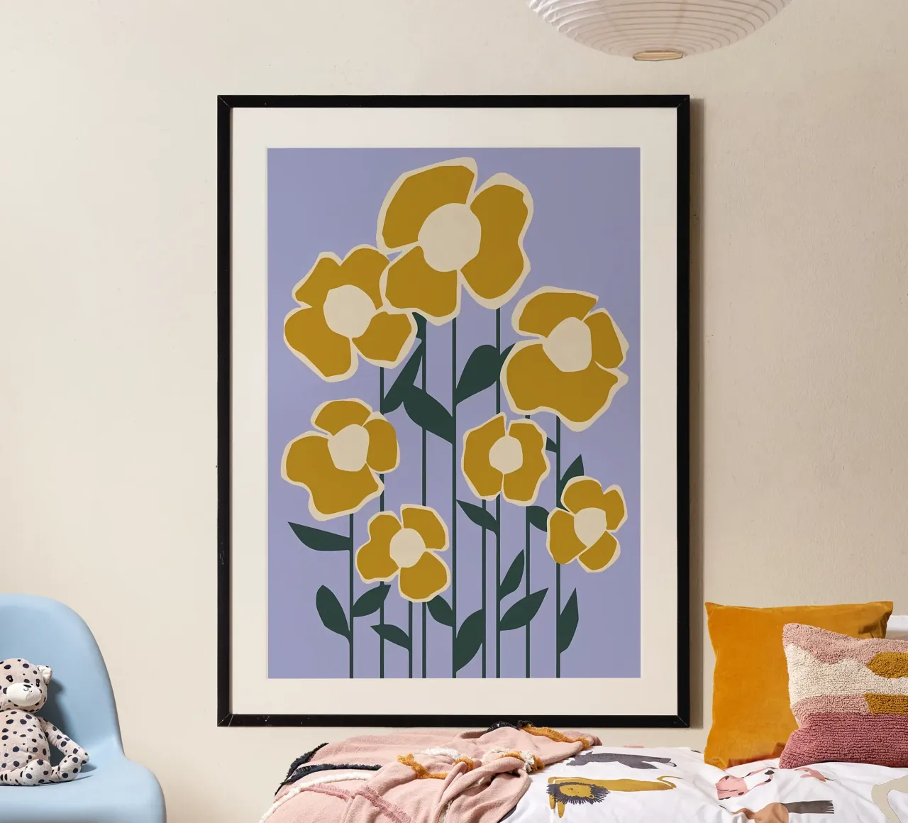 Goudgele wilde bloemen op sering hahnemühle van diedrich