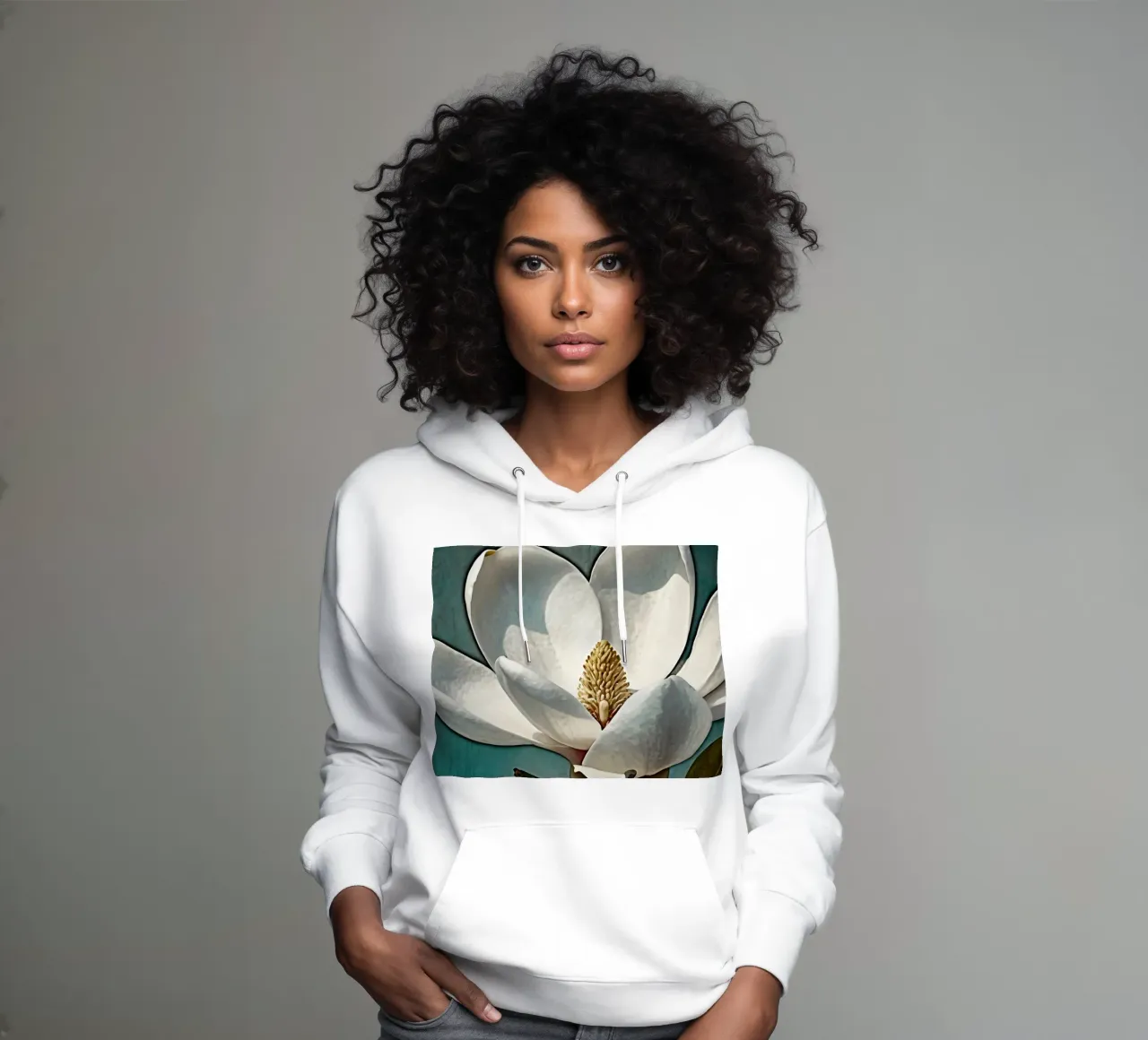Bellissimo fiore di magnolia in piena fioritura felpa con cappuccio da DesignDoodle